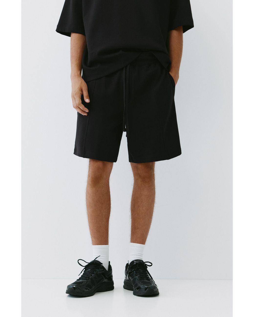 Bermuda Jogging Interlock Pull&Bear pour homme en coloris Black