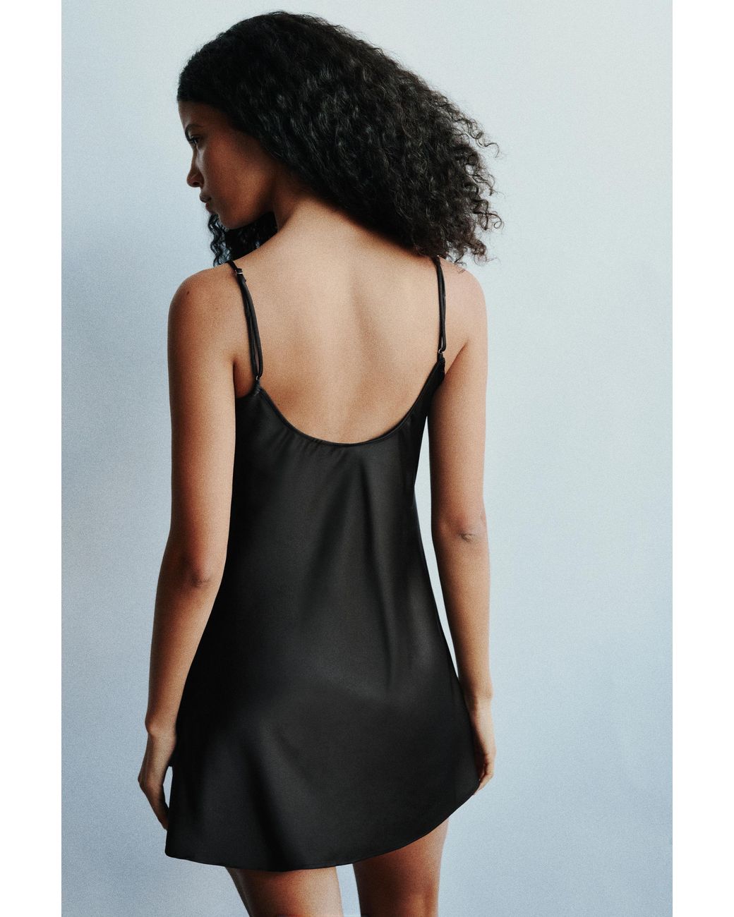Pull&Bear Black Short Satin Strappy Dress