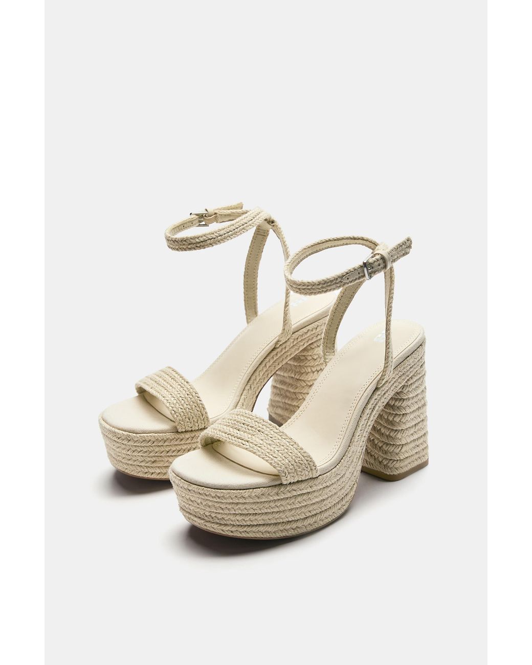 Pull&Bear White Platform High-Heel Sandals