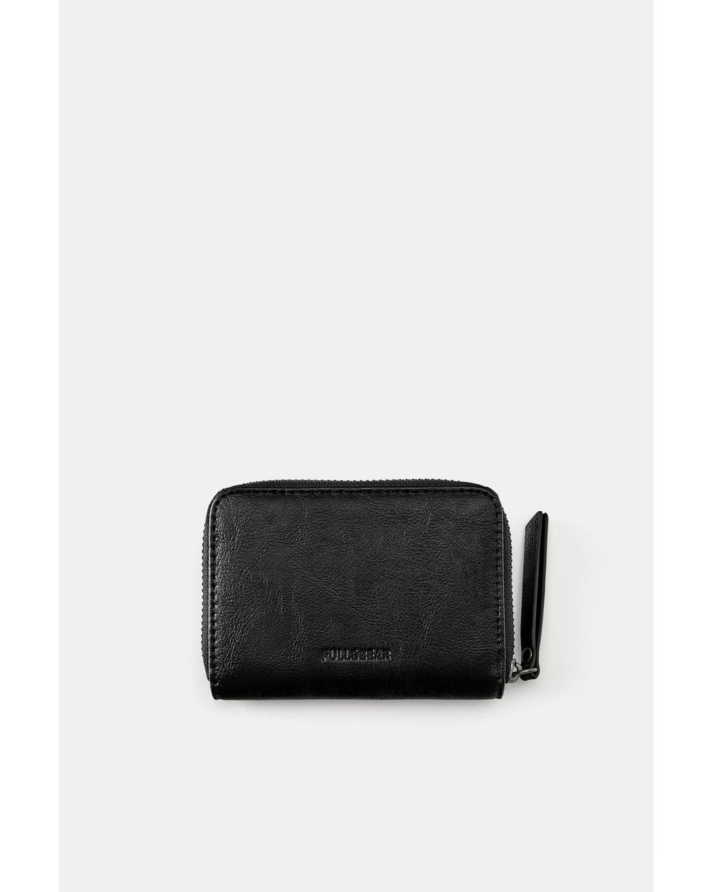 Pull&Bear Black Suede Zip Wallet