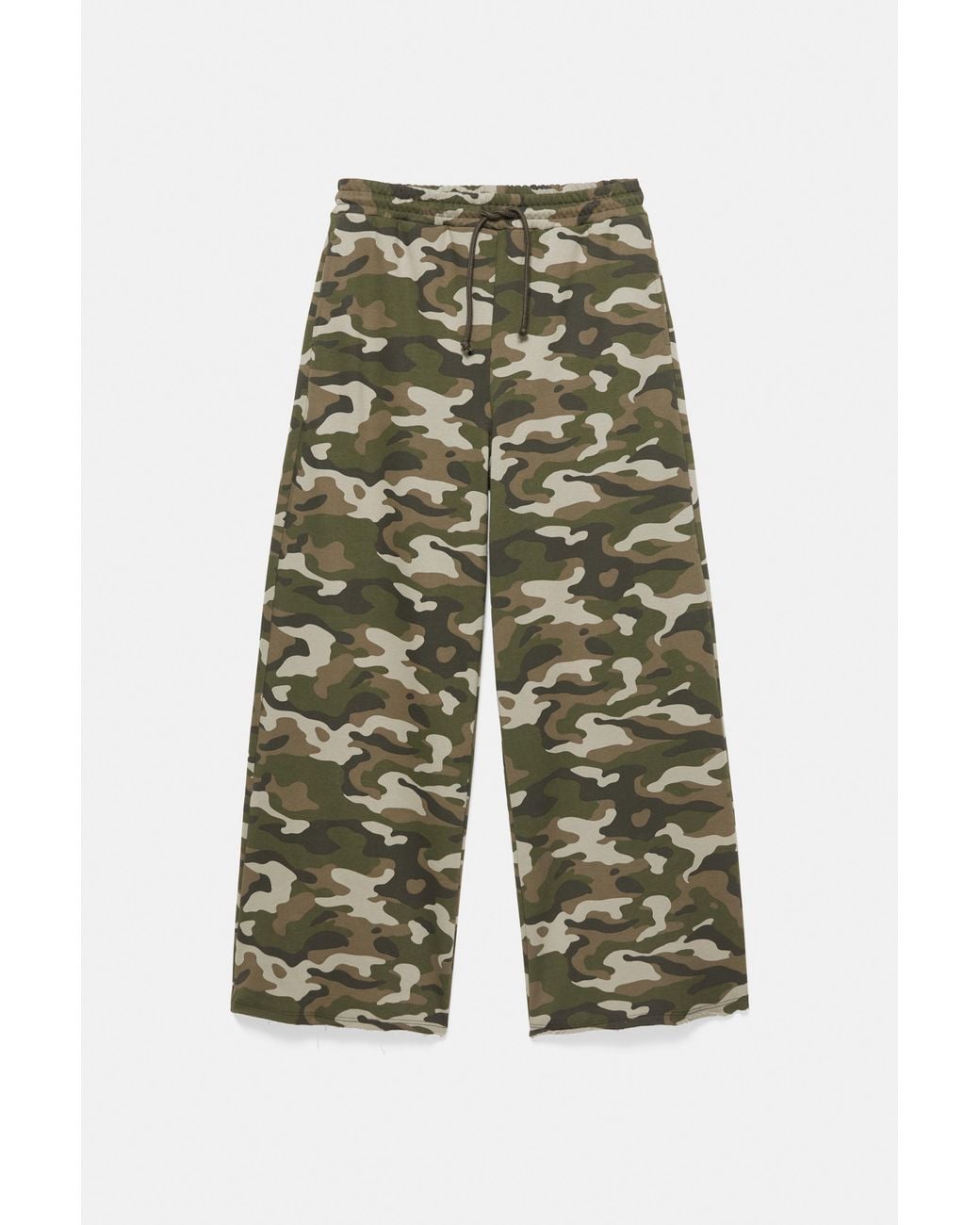 Pull&Bear Gray Wide-Leg Printed Trousers