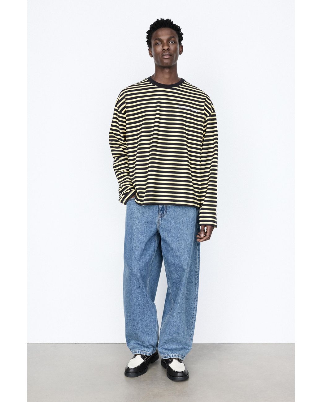 Pull&Bear Gray Striped Text T-Shirt for men