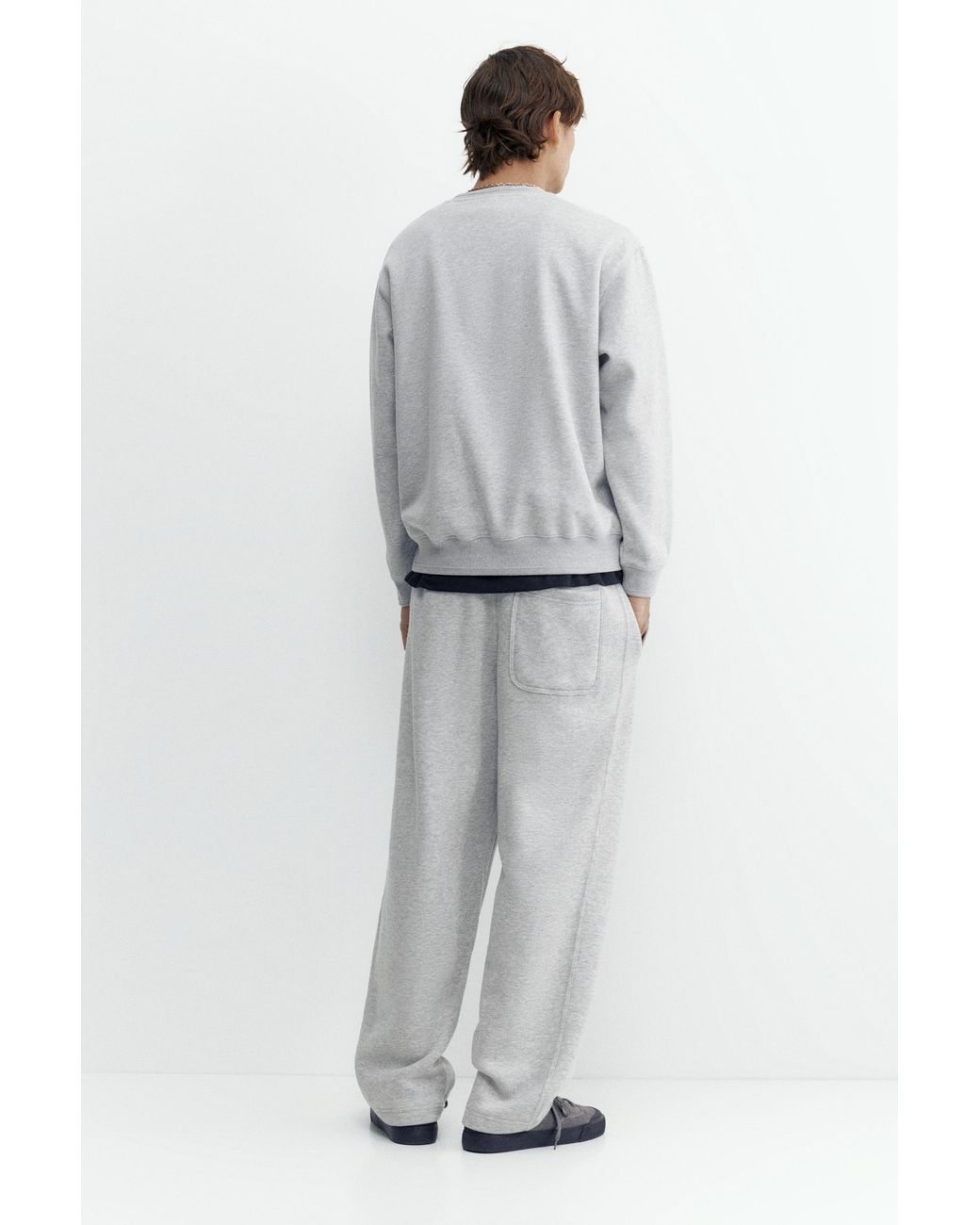 Pull&Bear Gray Relaxed Fit Round Neck Sweatshirt for men