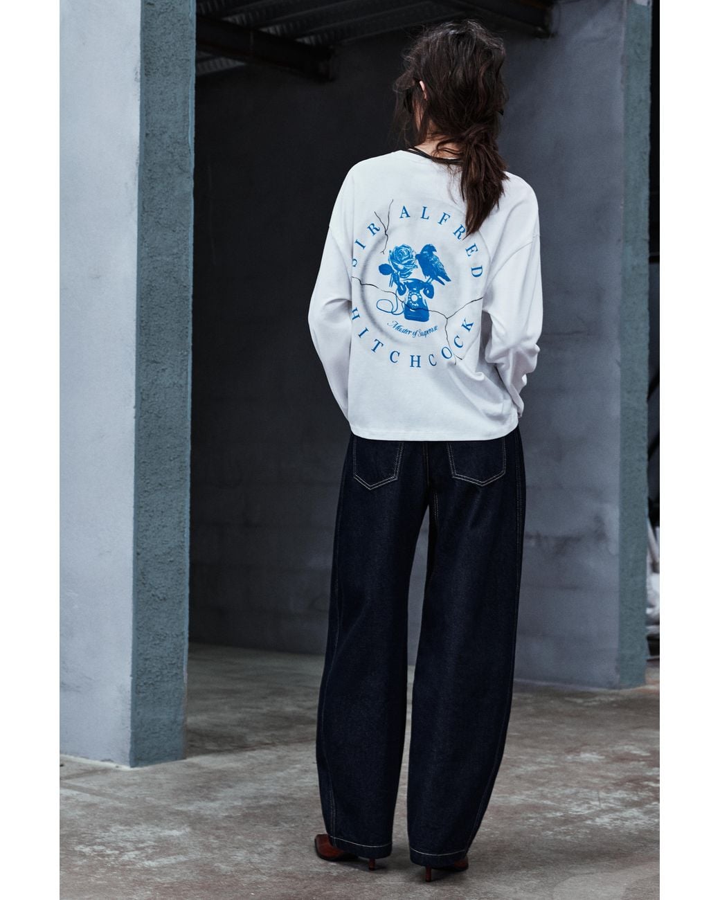 Pull&Bear Black Oversize Hitchcock Graphic T-Shirt