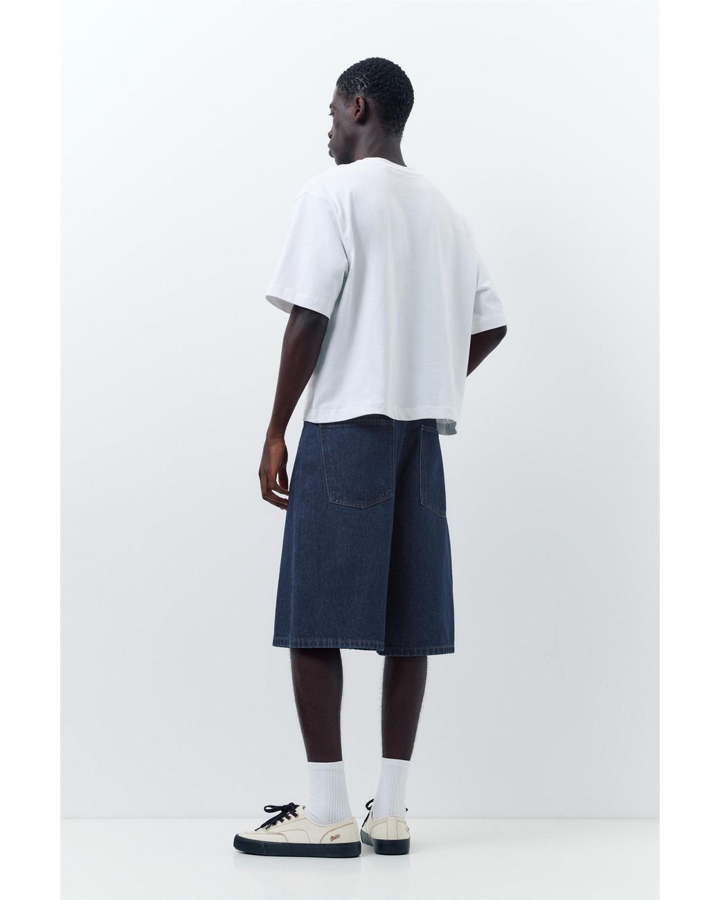Pull&Bear Blue Skater Denim Bermuda Shorts for men