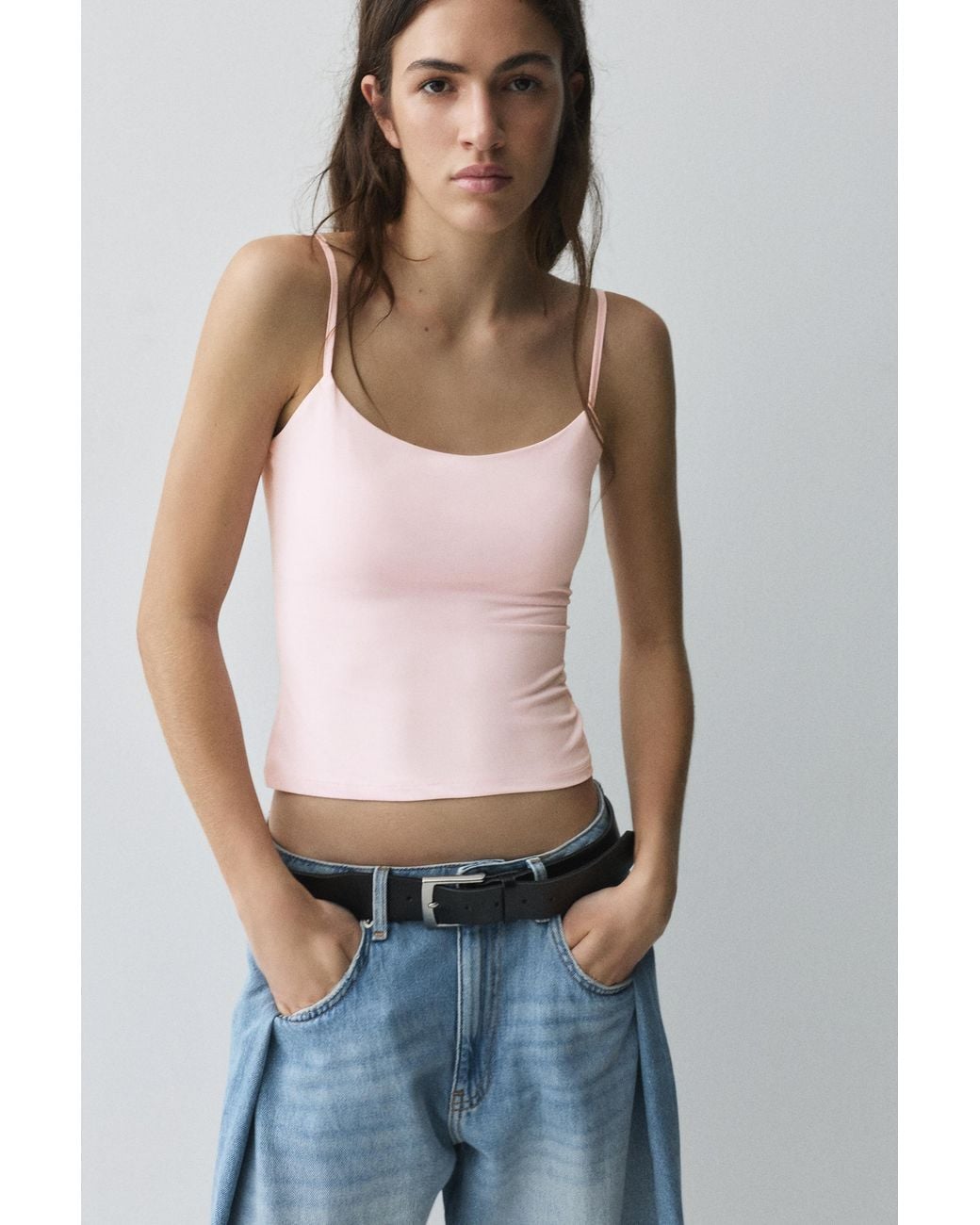 Top Basique À Bretelles Réglables Pull&Bear en coloris White