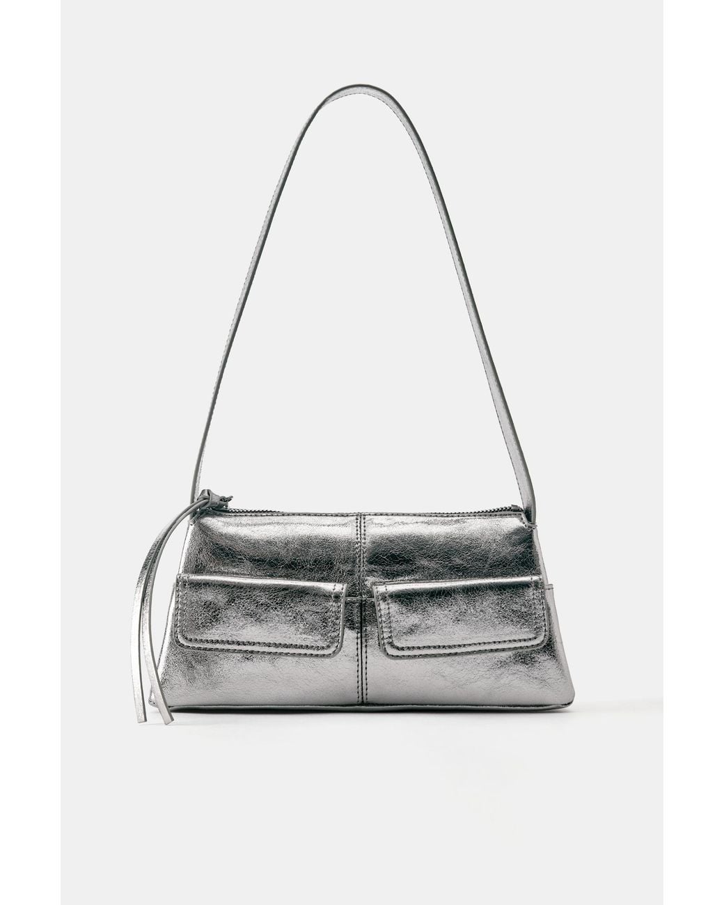 Pull&Bear White Metallic Multipocket Shoulder Bag