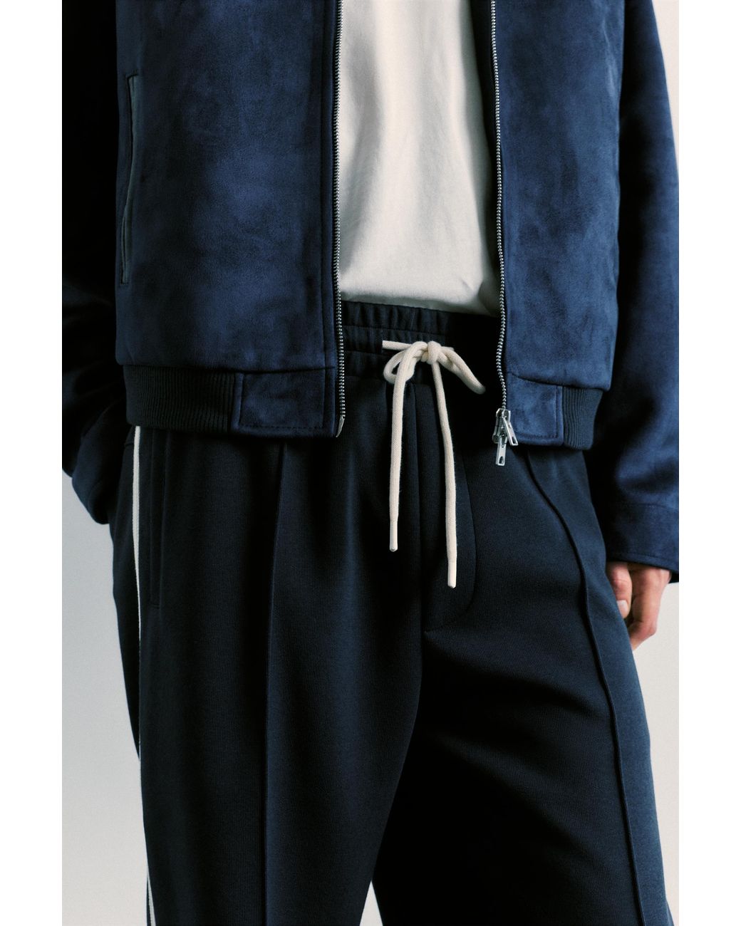 Pull&Bear Blue Jogger Trousers With Side Stripe for men