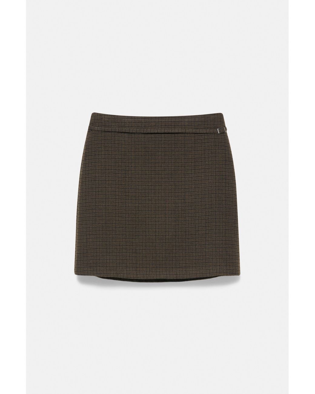 Pull&Bear Brown Check Midi Skirt With Belt