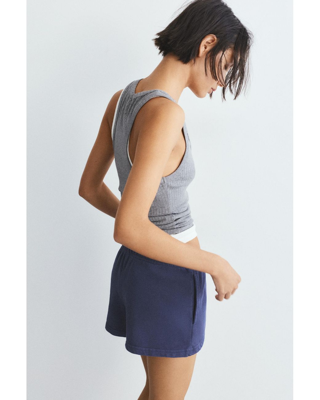 Pull&Bear Blue Sports Shorts With Elastic Waist