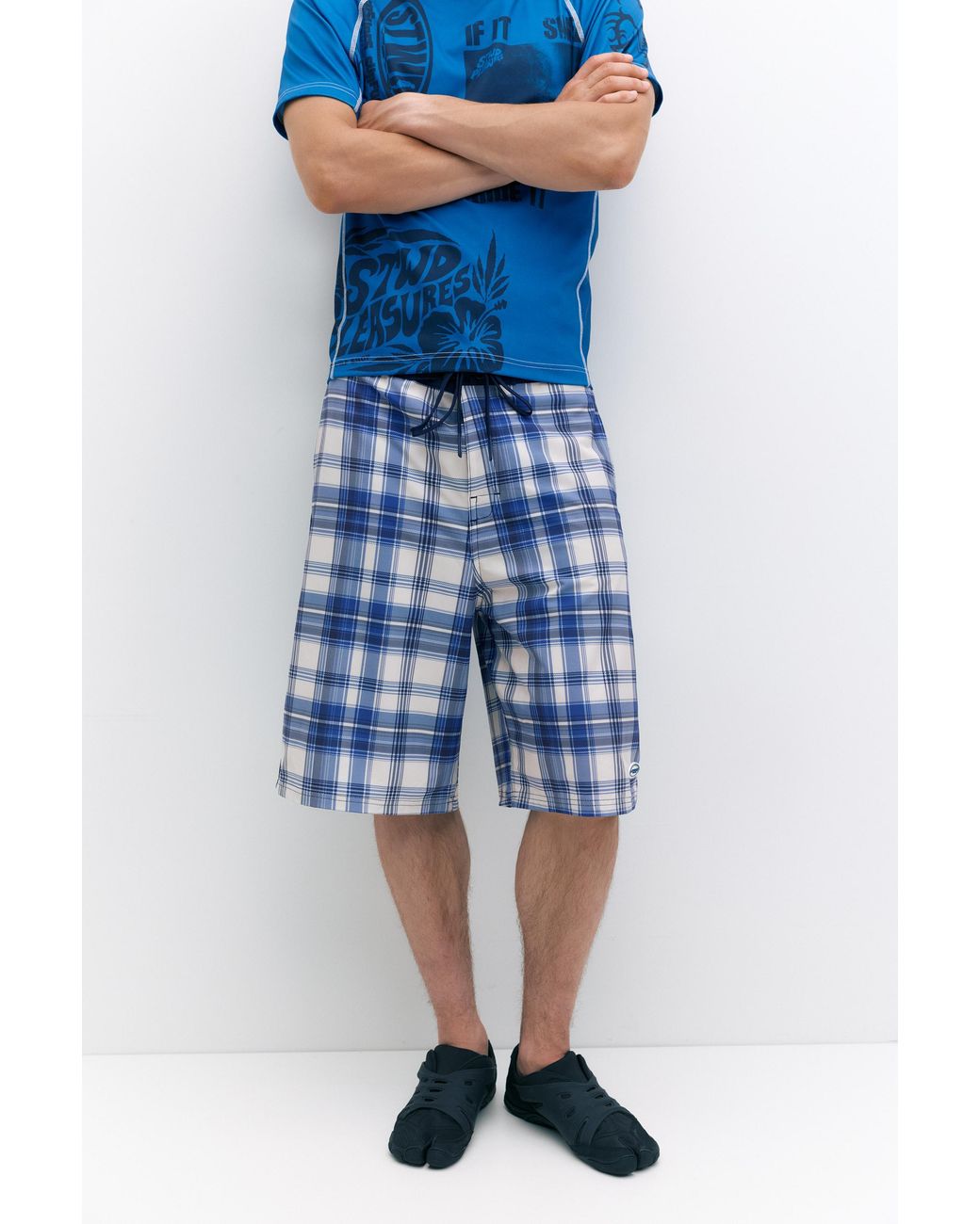 Pull&Bear Blue Pleasures X Stwd Swim Shorts for men