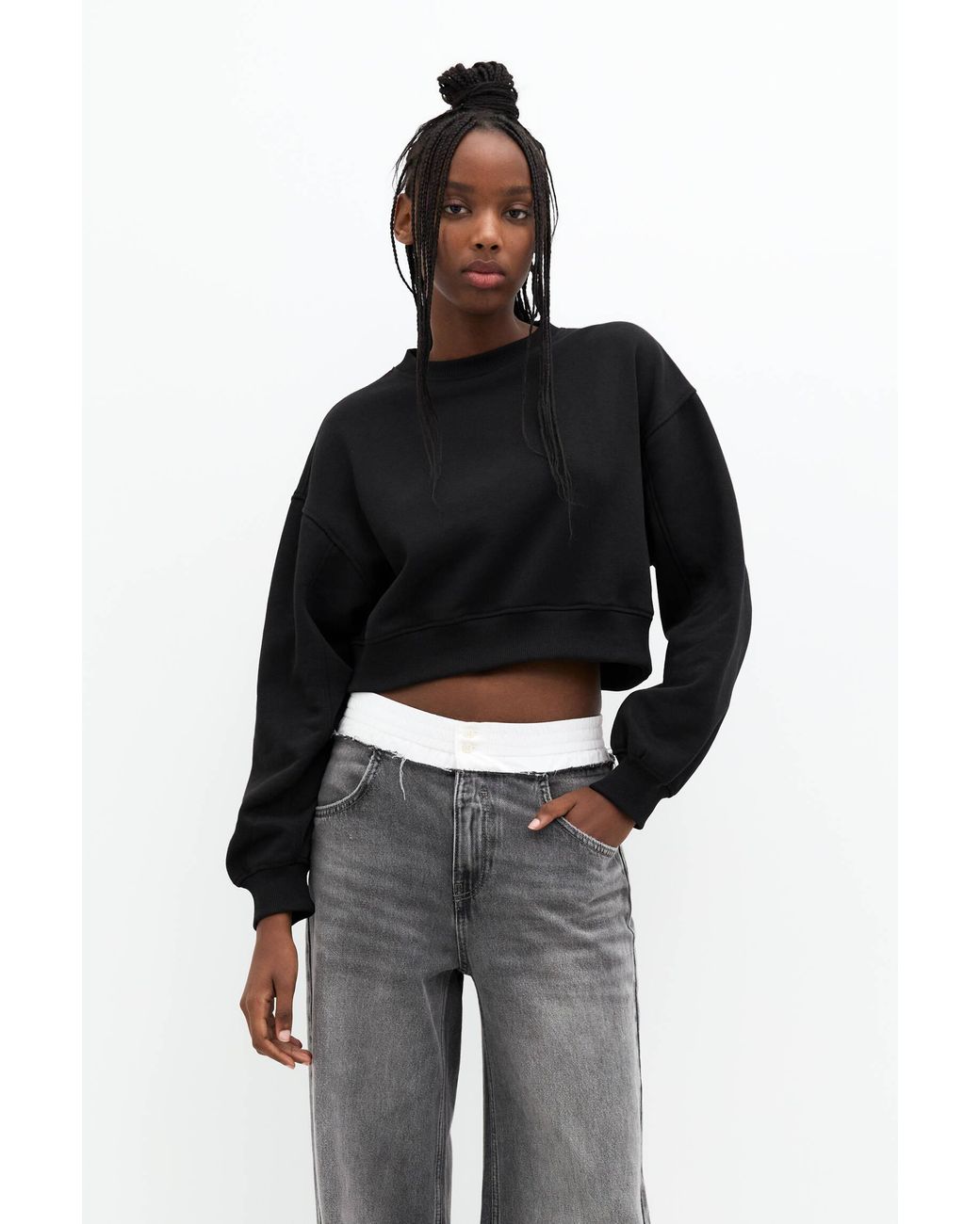 Black cropped fleece outlet