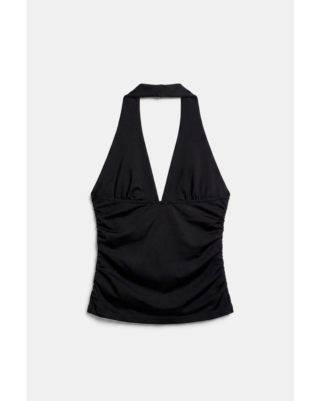 Pull&Bear Black Halter Neck Top With Gathering