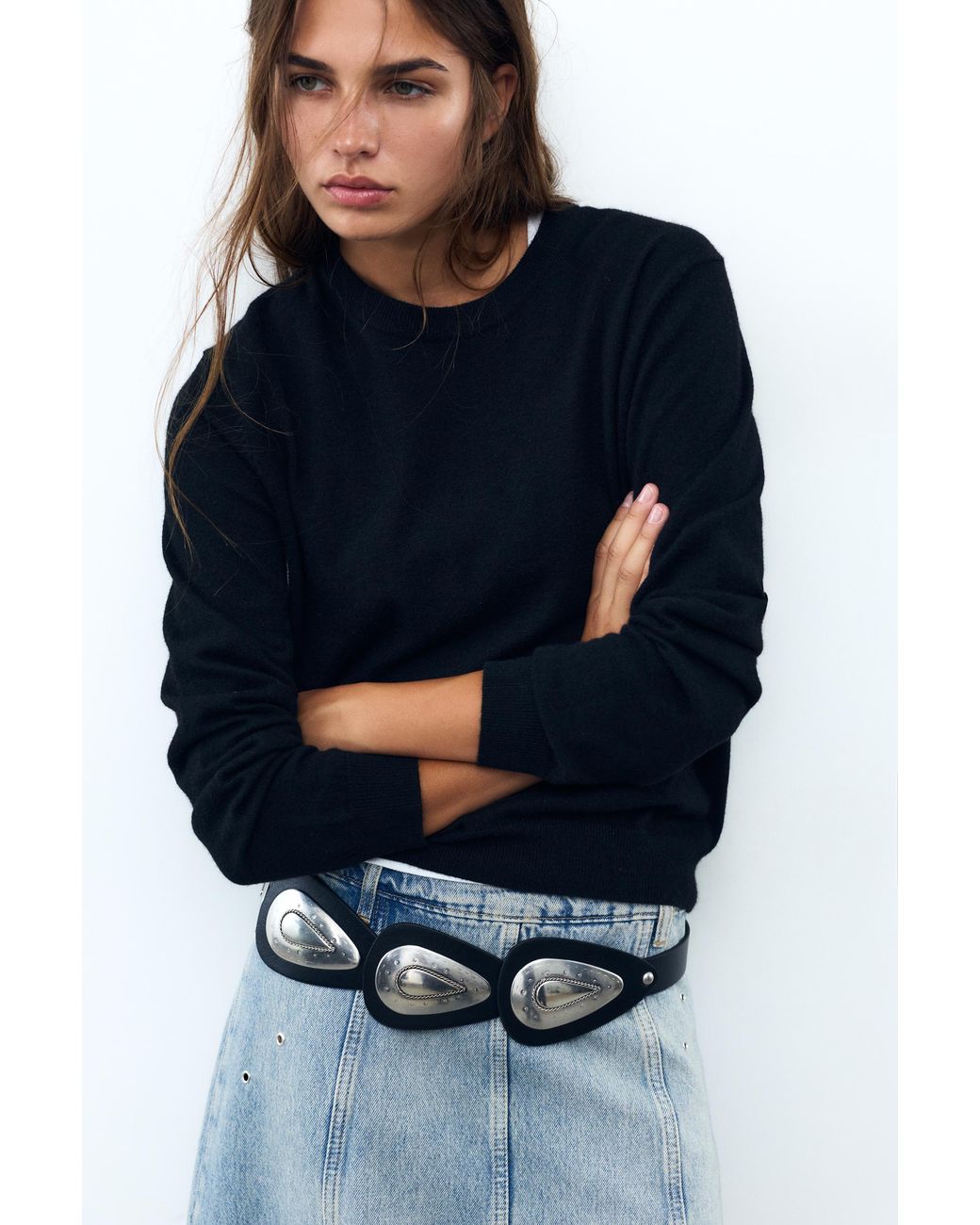 Pull&Bear Black Gürtel Mit Metalldetails