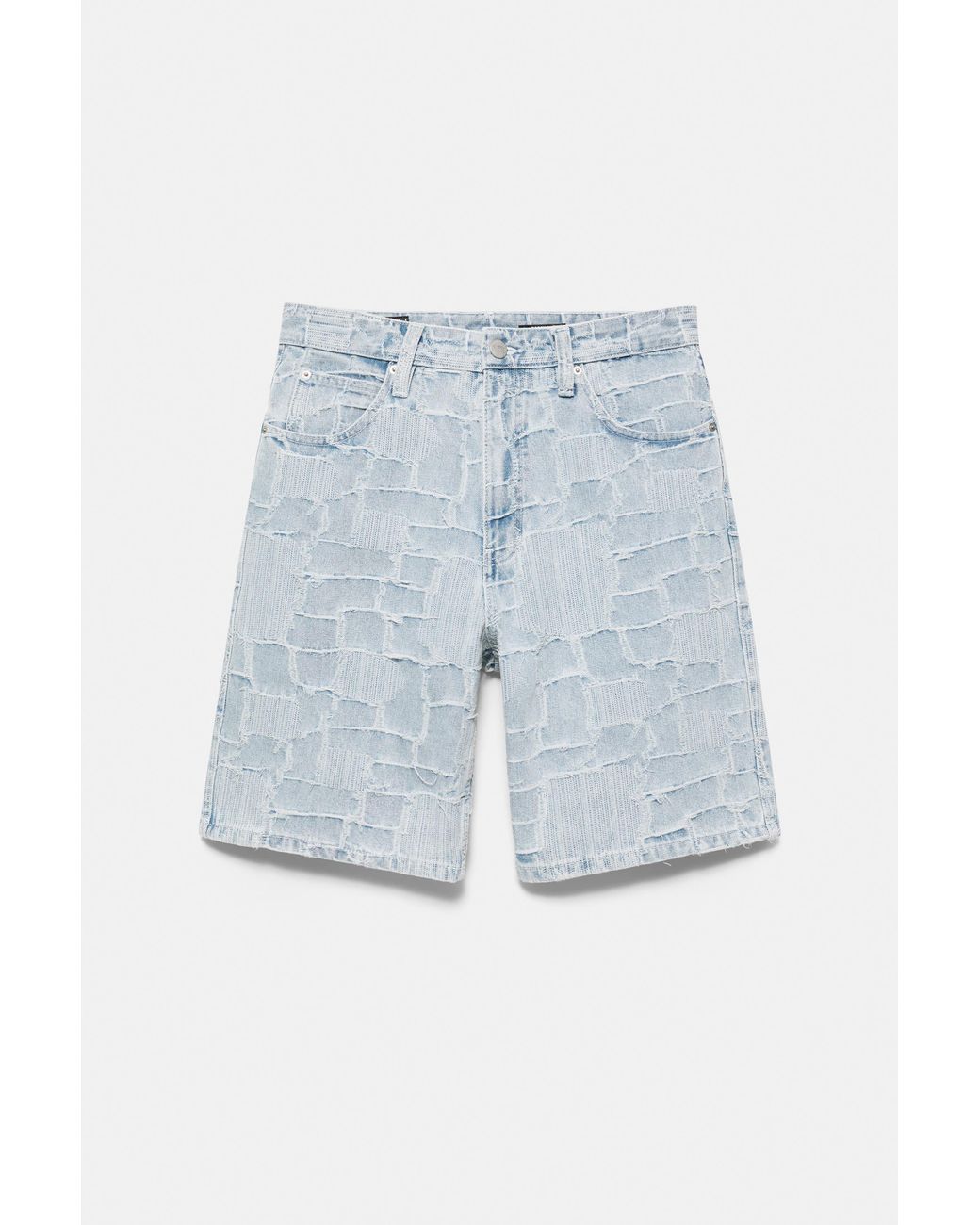 Pull&Bear Jacquard Denim Bermuda in het Blue voor heren
