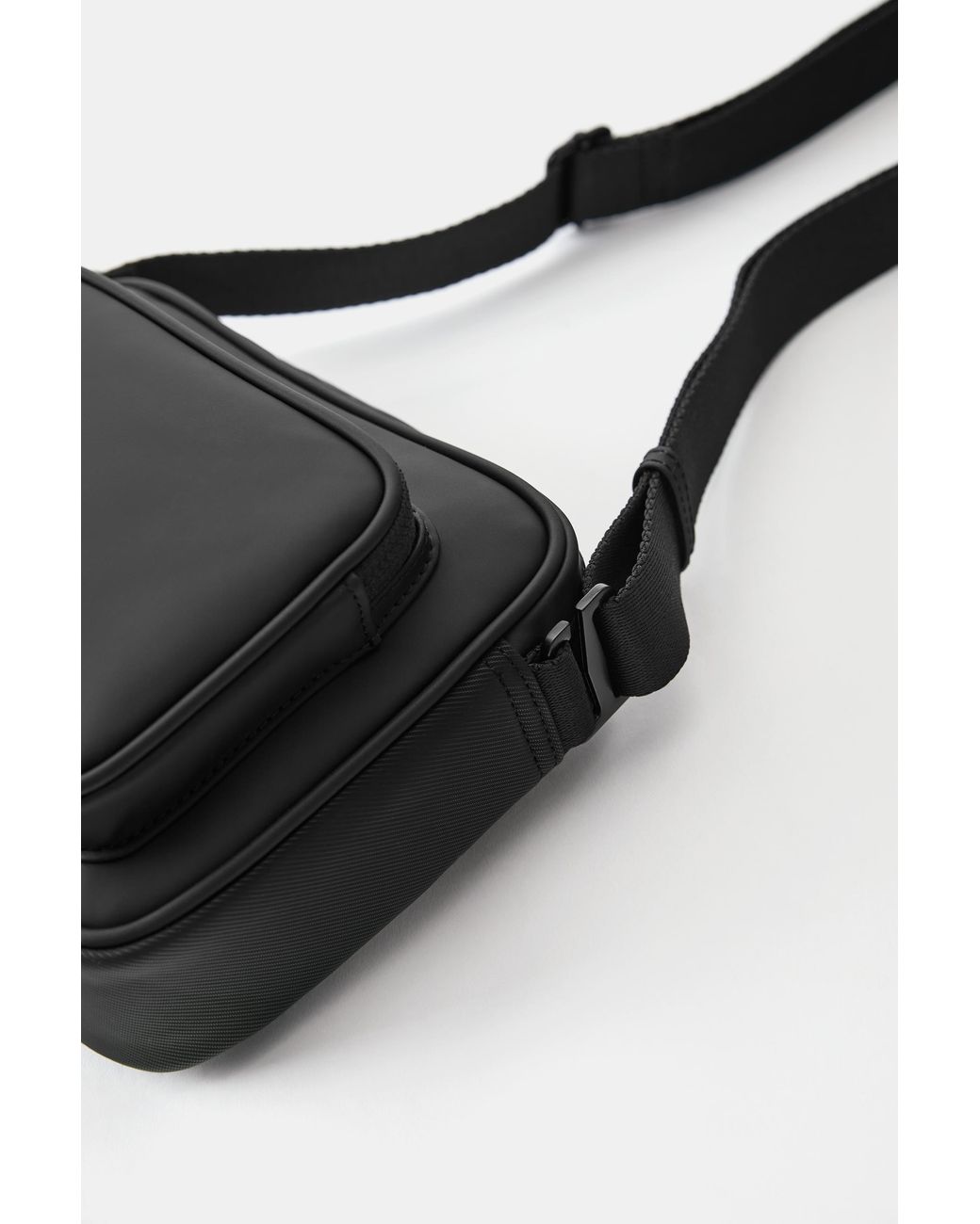 Pull&Bear Black Rubberised Crossbody Bag for men