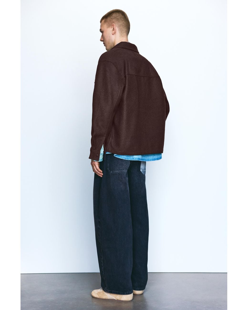 Pull&Bear Blue Long Sleeve Overshirt for men
