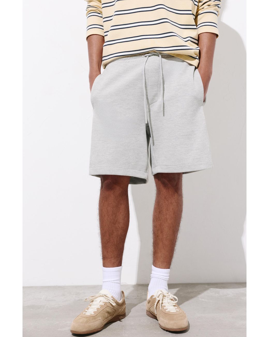 Pull&Bear Blue Piqué Jogger Bermuda Shorts for men