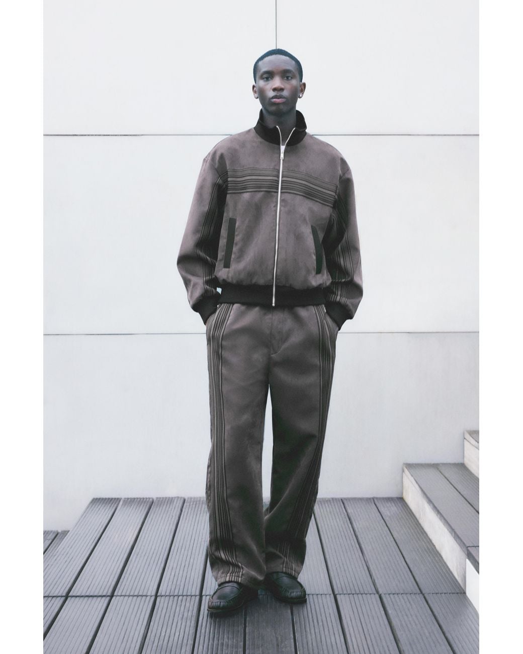 Pull&Bear Blue Faux Suede Jogging Trousers for men
