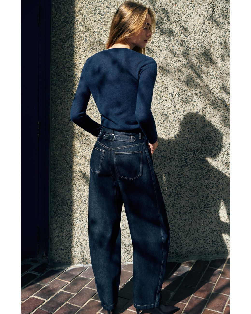Pull Fin Col Henley Pull&Bear en coloris Blue