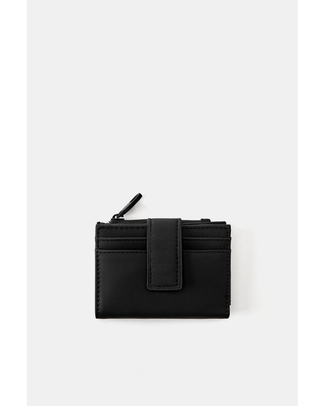 Pull&Bear Black Rubberised Wallet for men