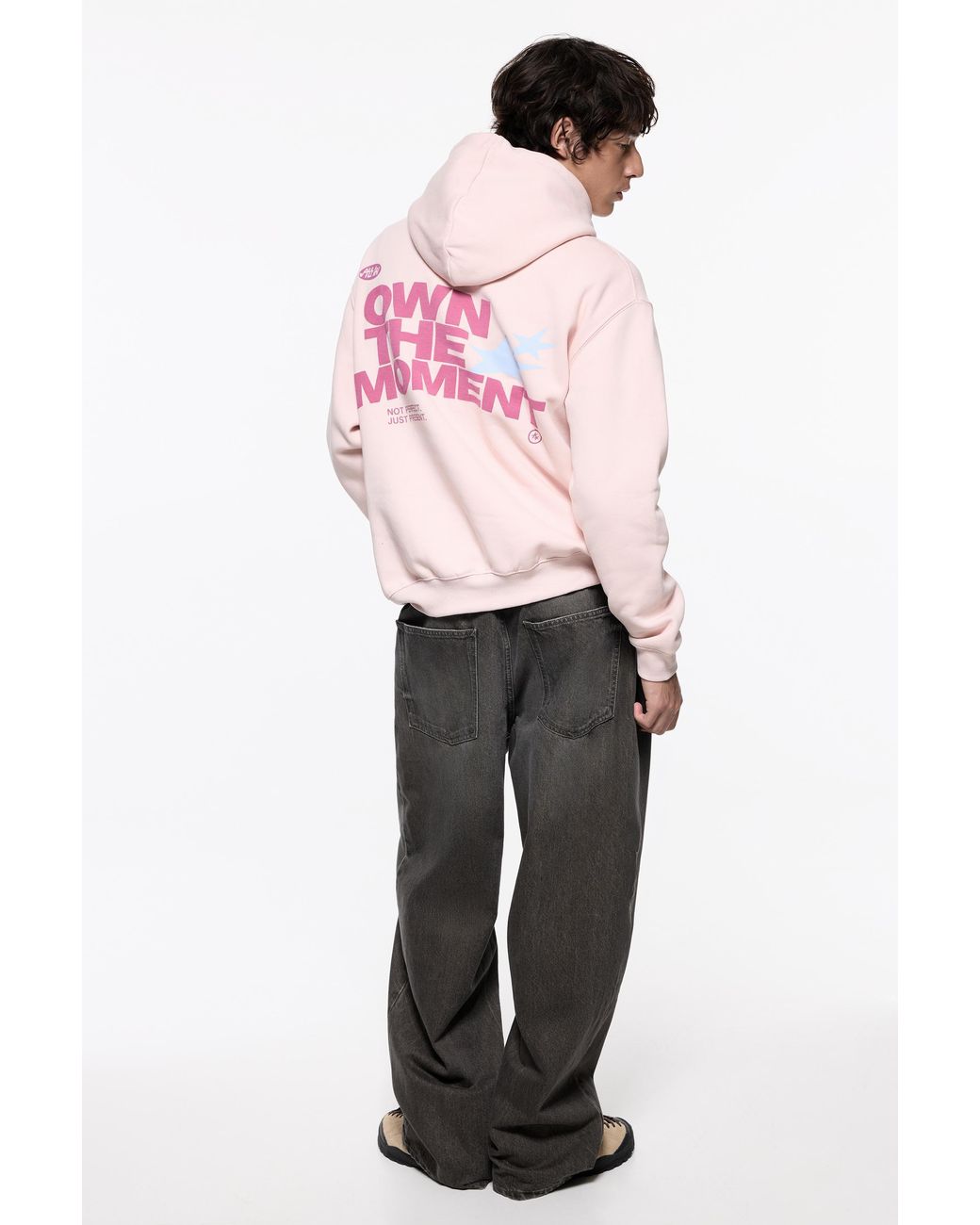 Pull&Bear Pink Graphic Sweatshirt With Hood for men