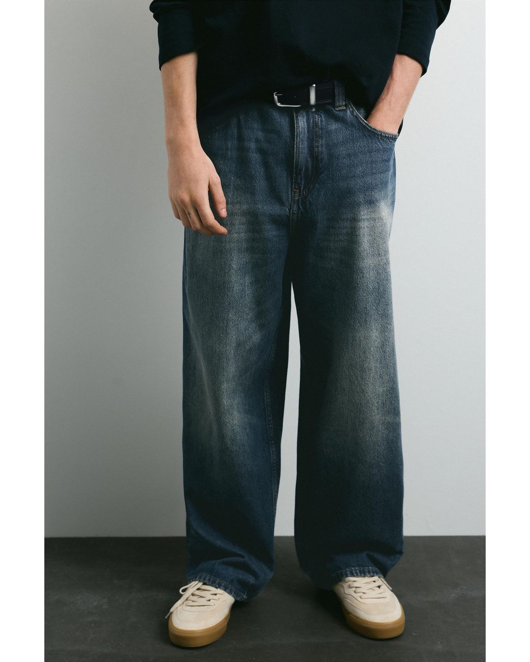 Pull&Bear Green Baggy Relaxed Fit Jeans for men