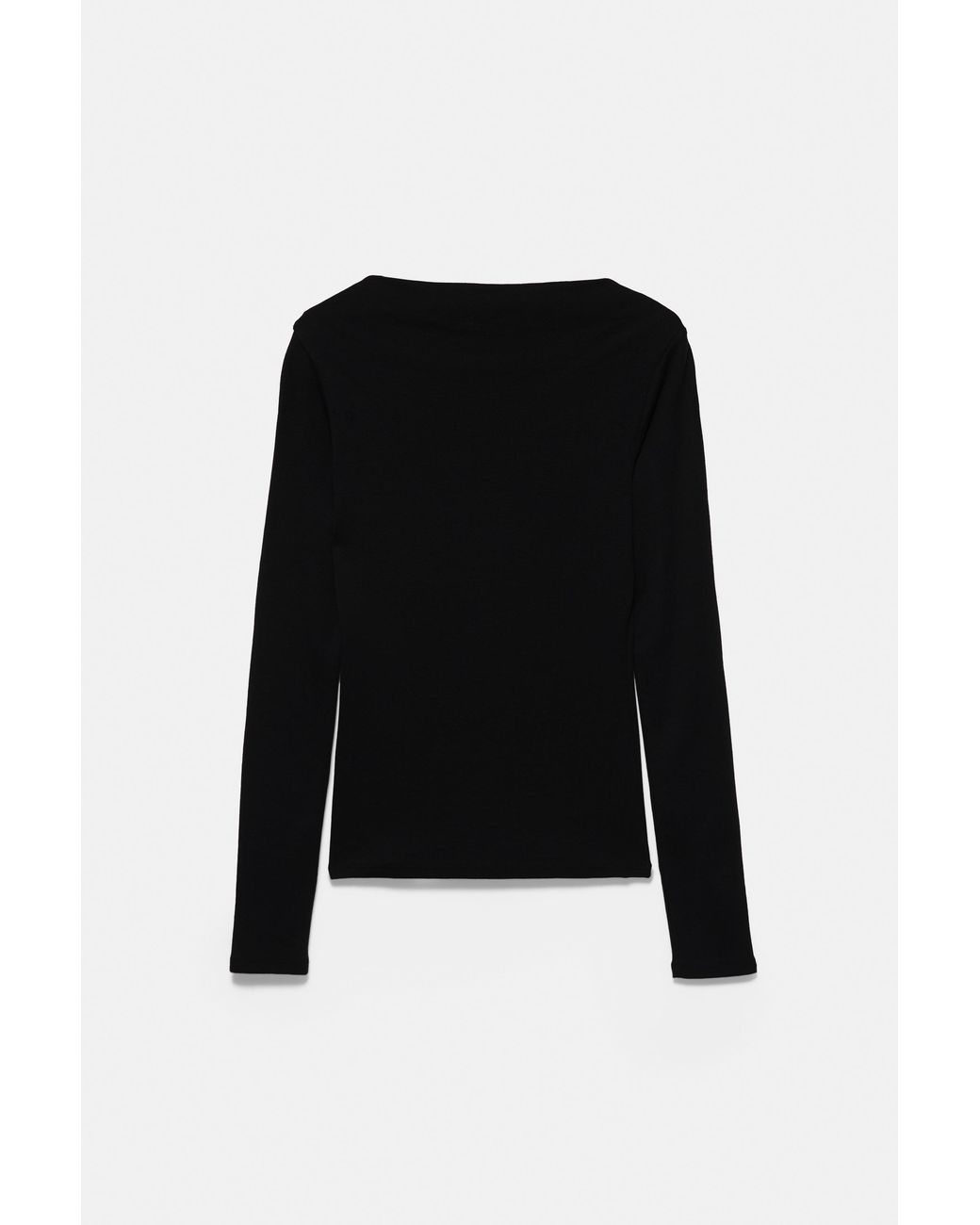 Pull&Bear Black Fitted T-Shirt With Straight Neckline