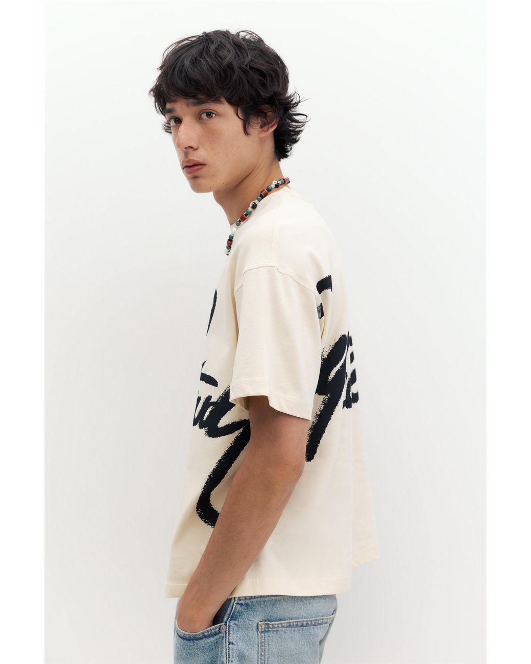 Pull&Bear Gray Stwd Graffiti T-Shirt for men