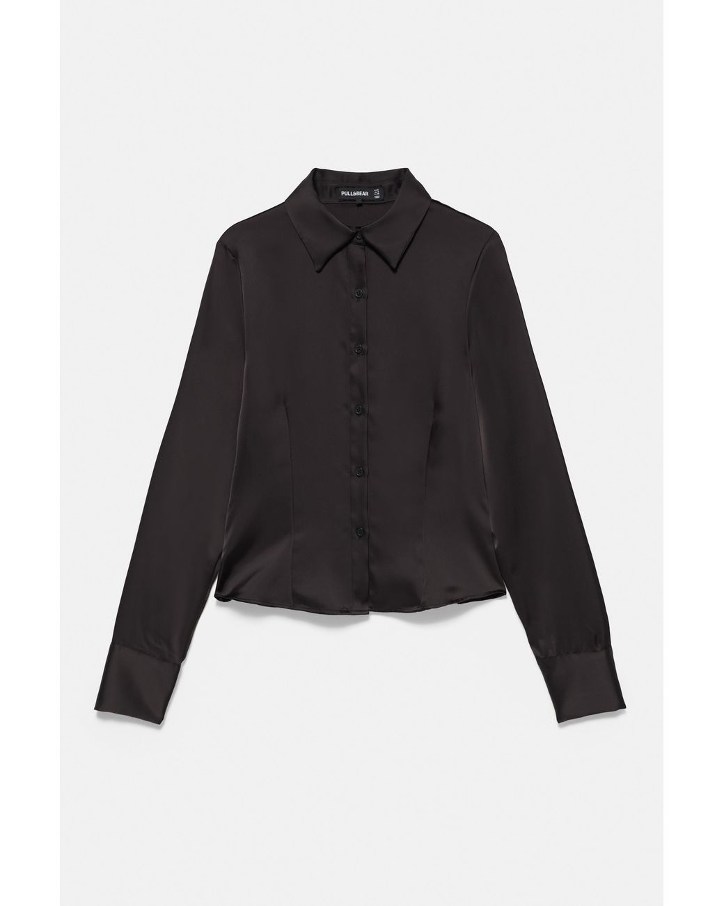 Pull&Bear Black Fitted Satin Shirt