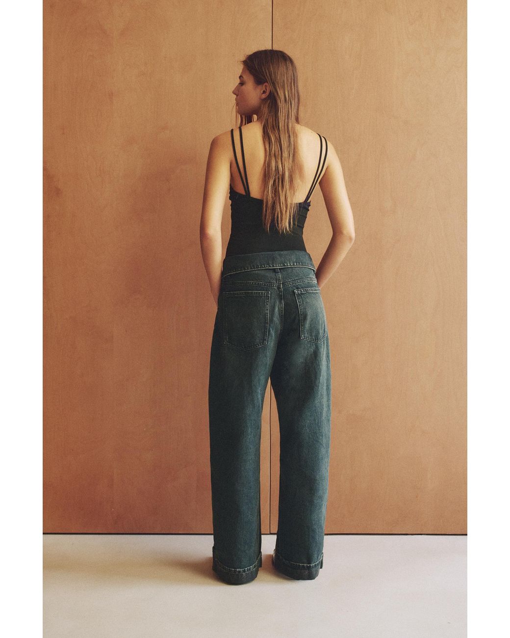 Pull&Bear Blue Baggy Jeans With Turn-Up Waist