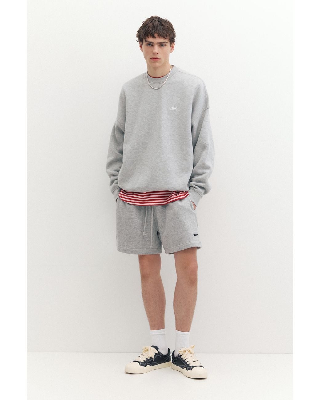 Pull&Bear Gray Stwd Jogger Bermuda Shorts for men