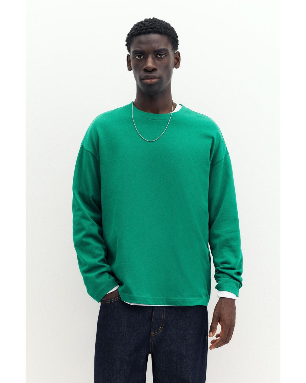 Pull&Bear Green Heavy Weight Relaxed Fit T-Shirt for men