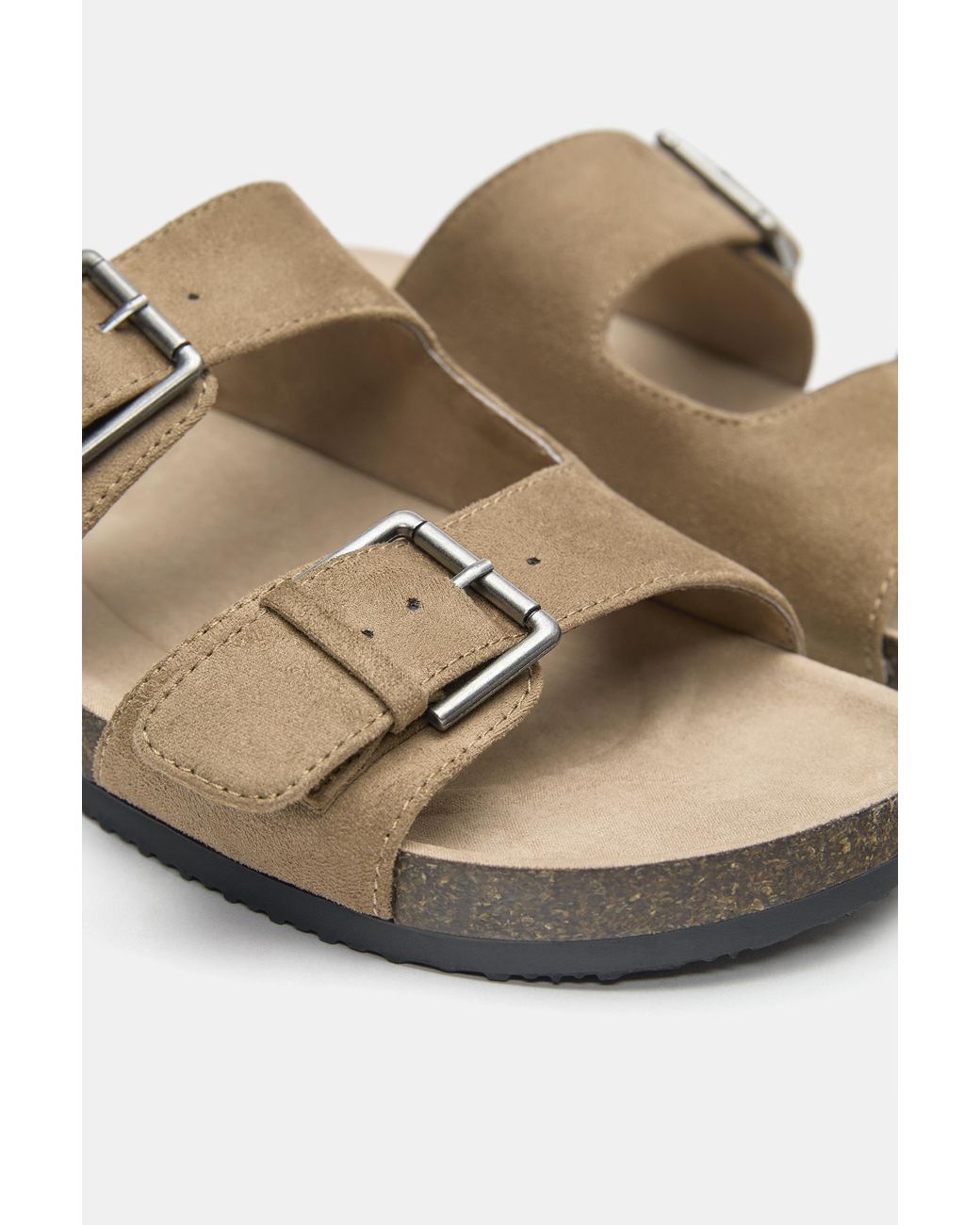 Pull&Bear Natural Buckled Sandals for men