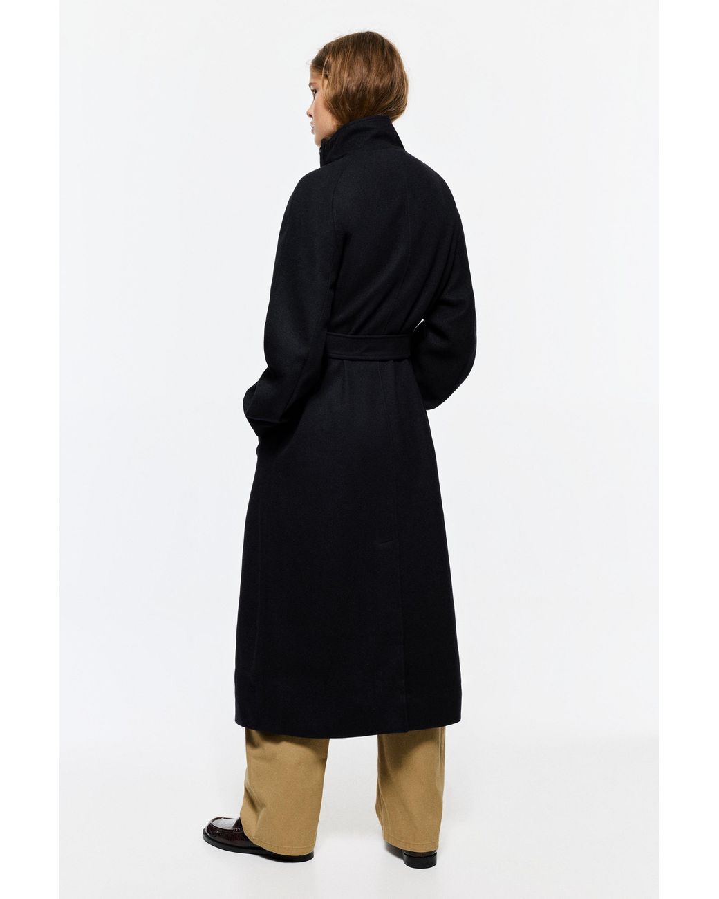 Pull&Bear Blue High Neck Belted Coat