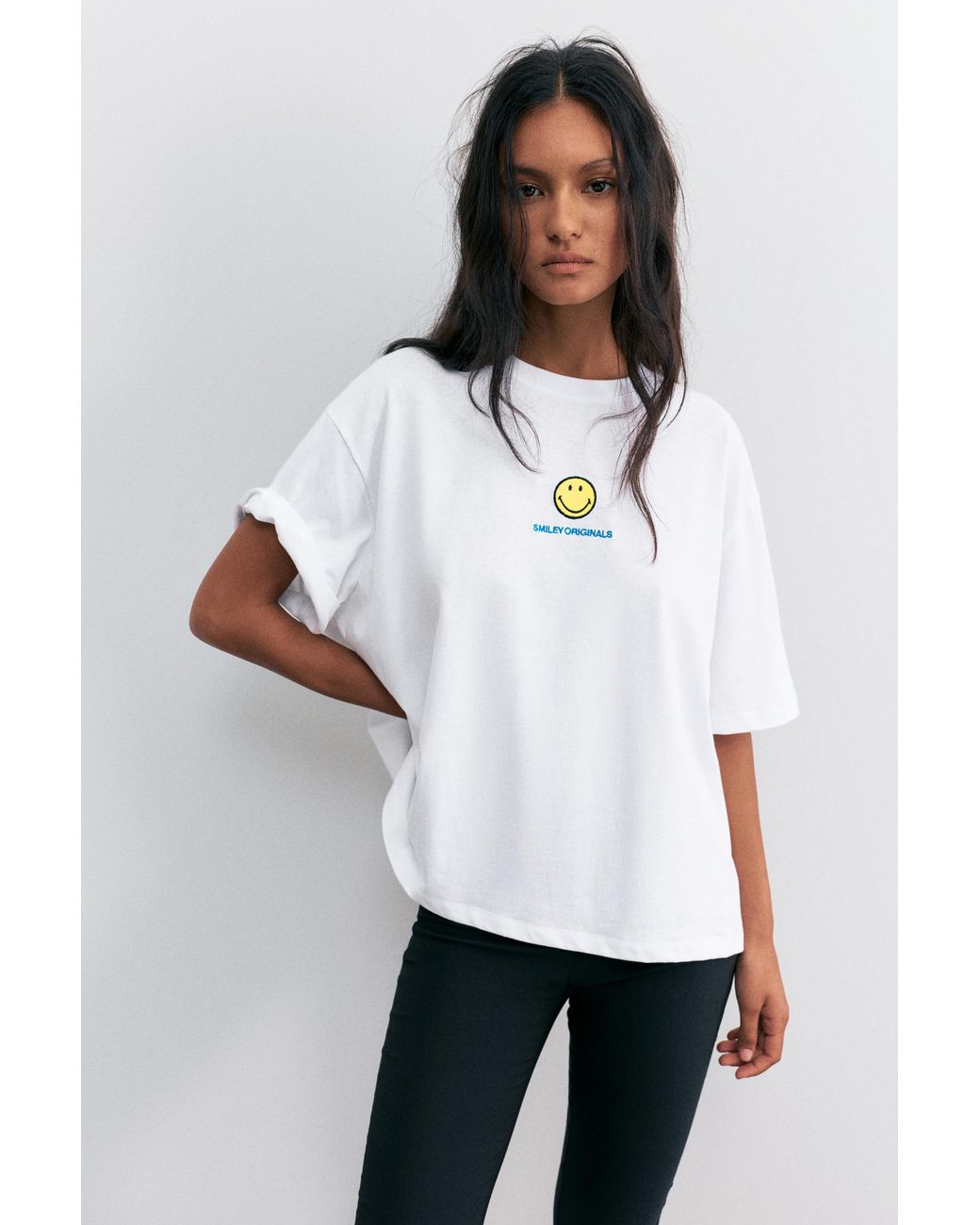 Pull&Bear Gray Smiley Yin Yang T-Shirt