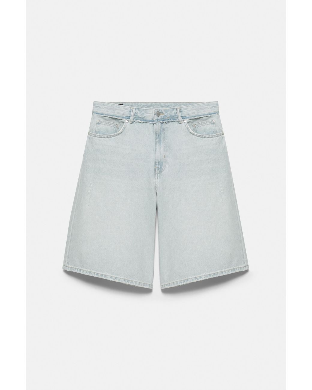 Pull&Bear Multicolor Wide-Leg Denim Bermuda Shorts for men