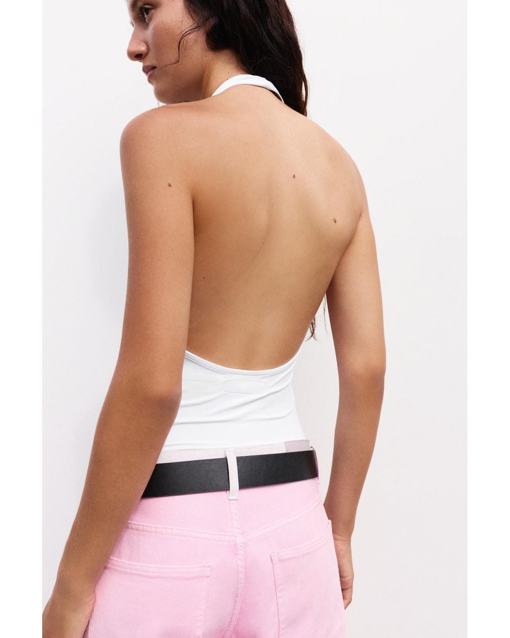 Pull&Bear Pink Gathered Halter Neck Bodysuit