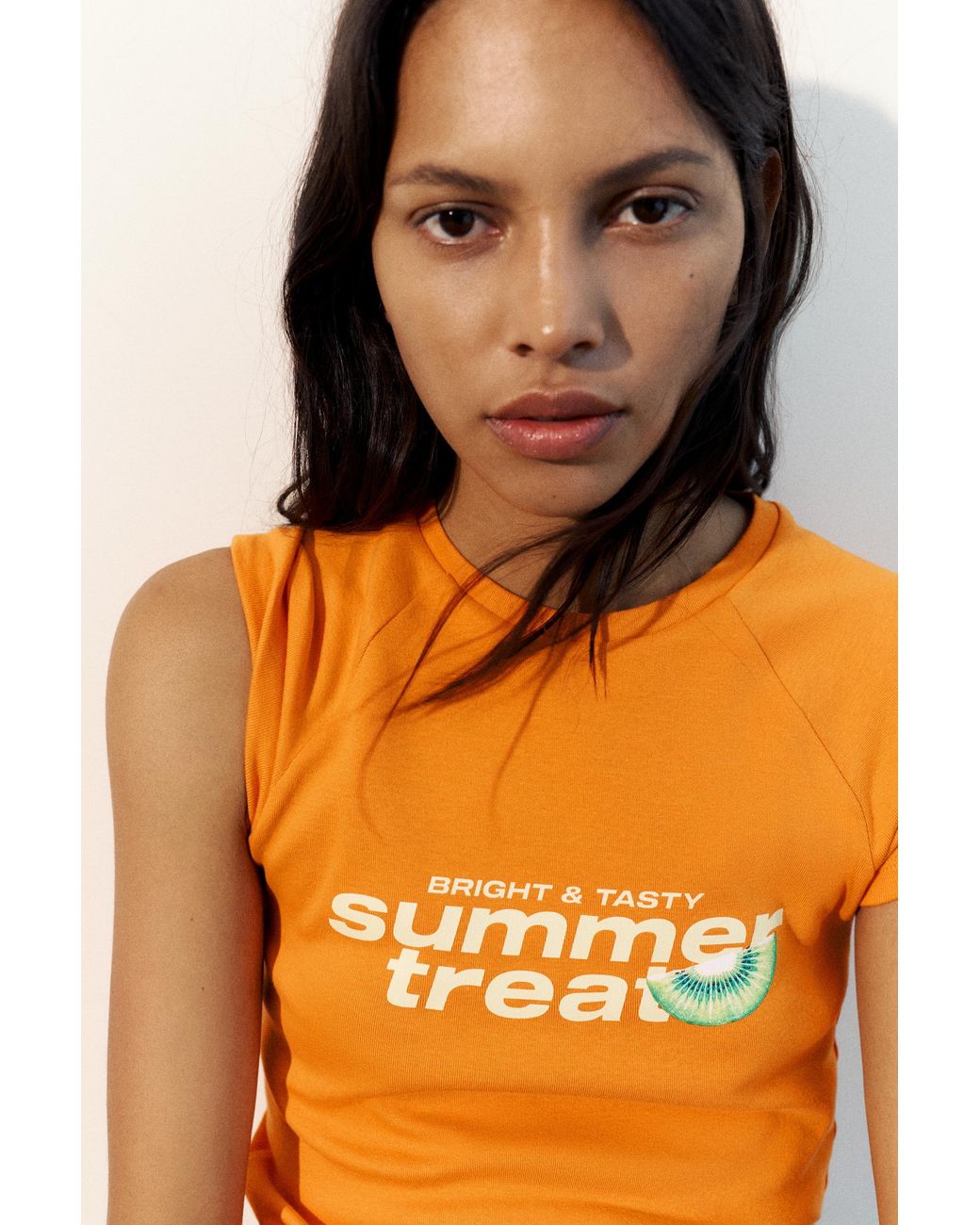 Pull&Bear Orange Fruit Graphic T-Shirt