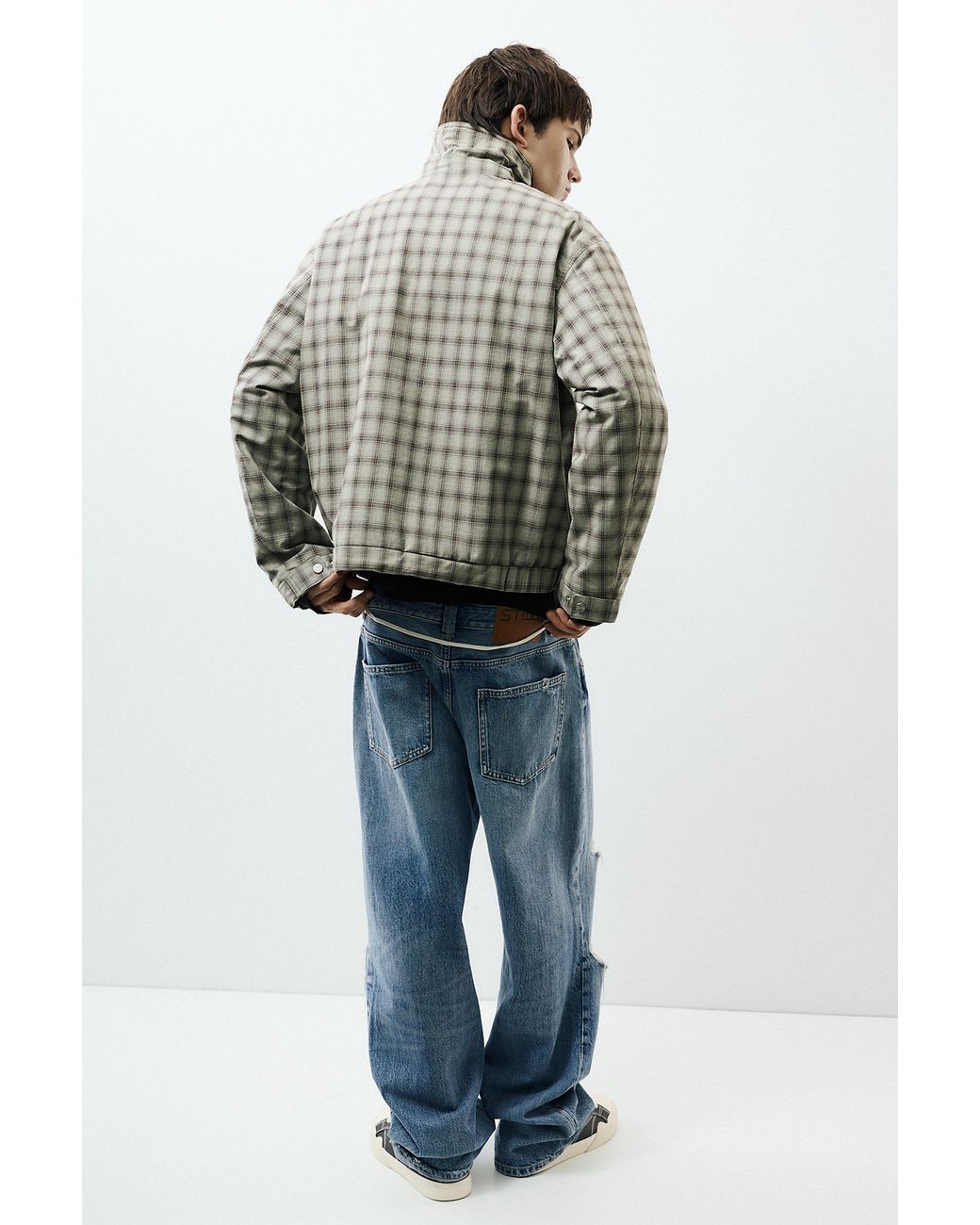 Pull&Bear Gray Check Jacket for men