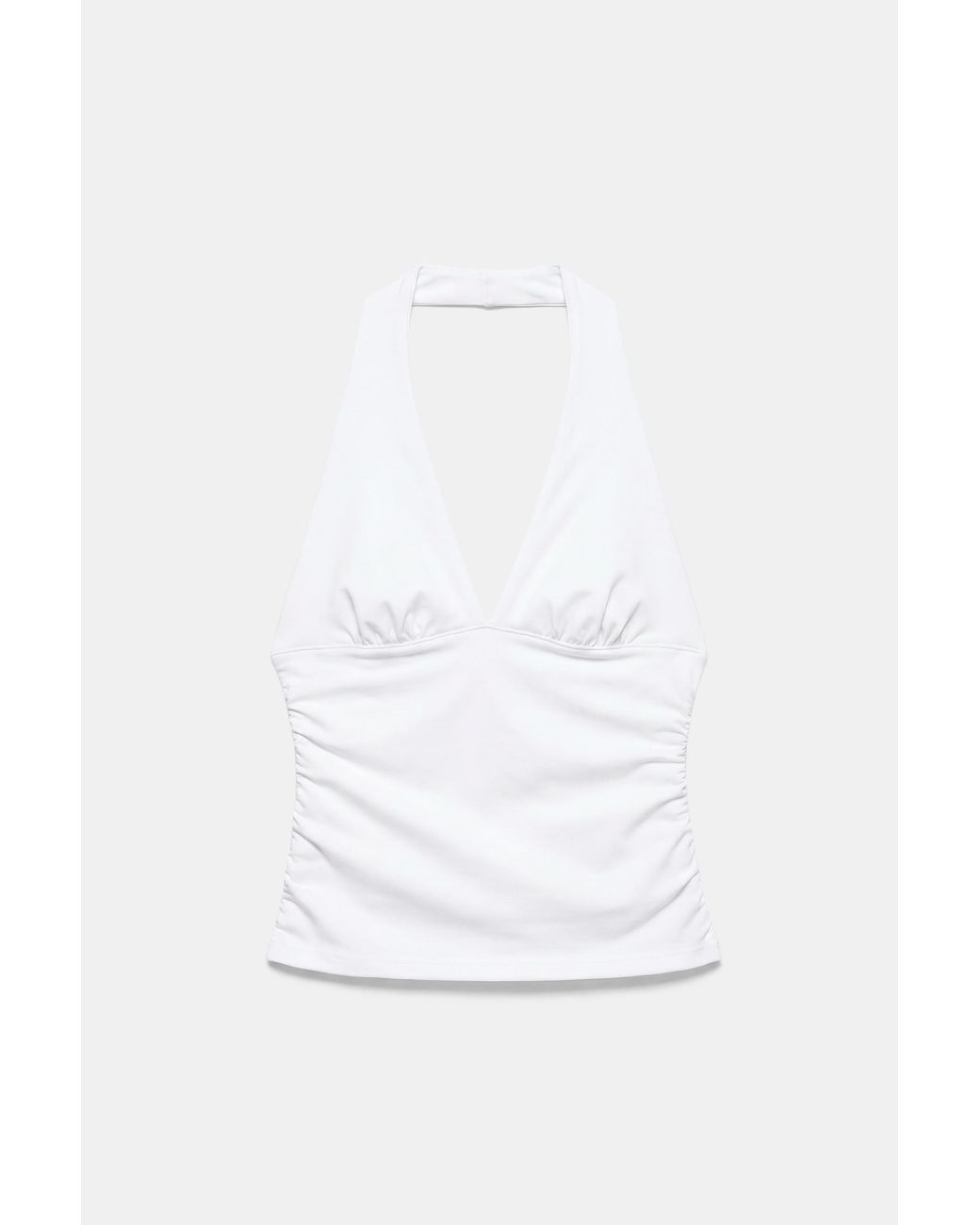 Pull&Bear White Halter Neck Top With Gathering