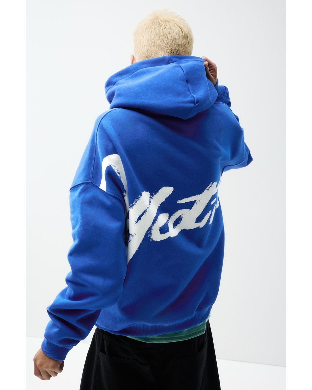 Pull&Bear Blue Stwd Hoodie for men