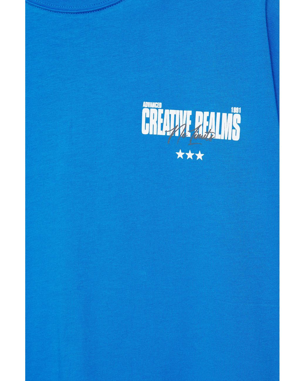 Pull&Bear Blue Creative Realms Graphic T-Shirt for men