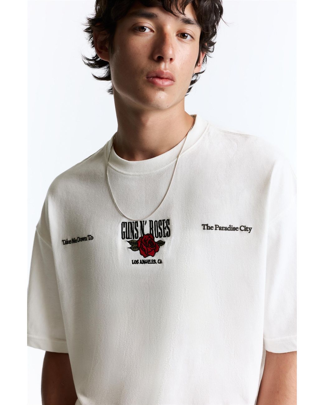 Pull&Bear White Guns N' Roses T-Shirt for men