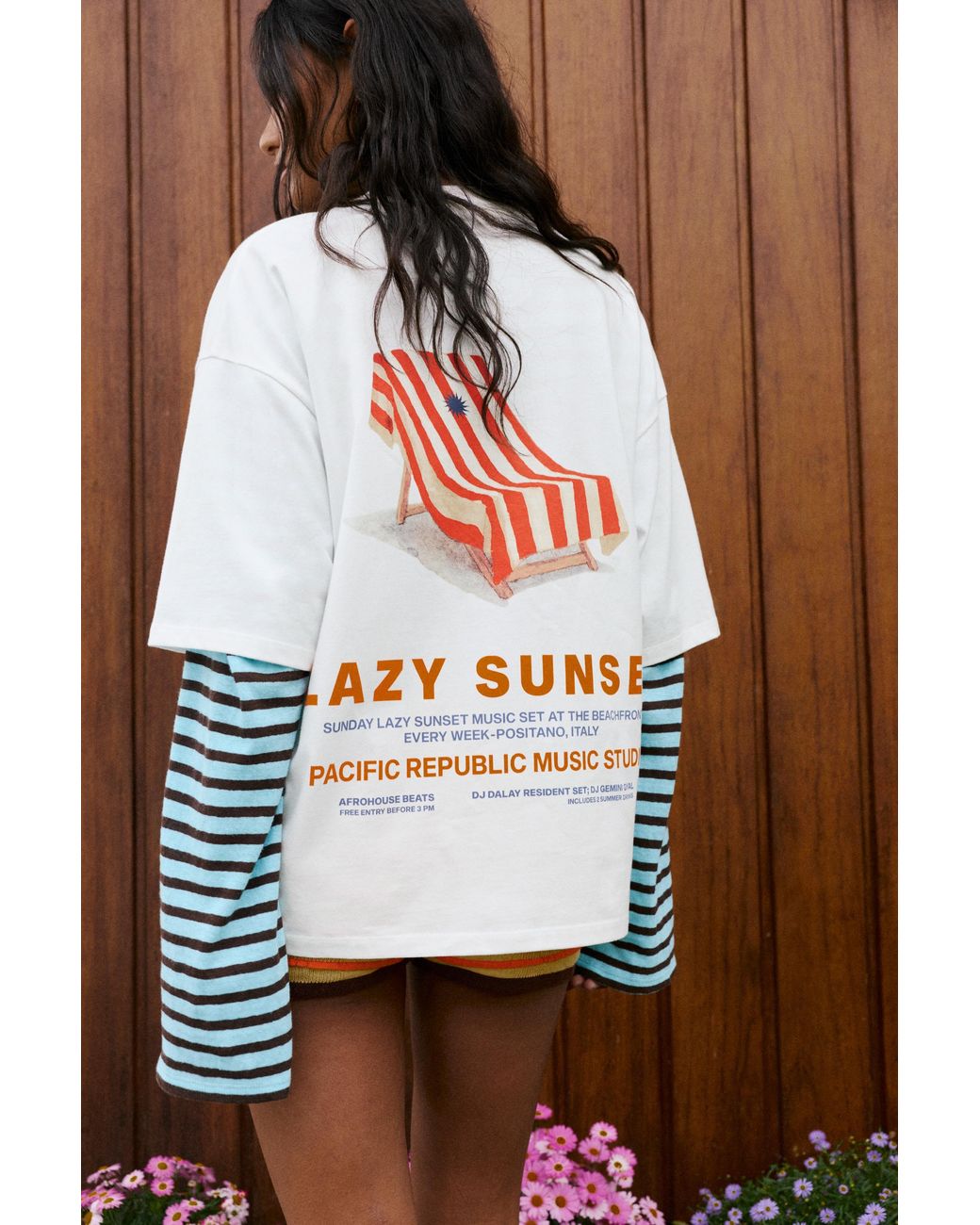 Pull&Bear T-Shirt Met Hangmatprint in het Brown