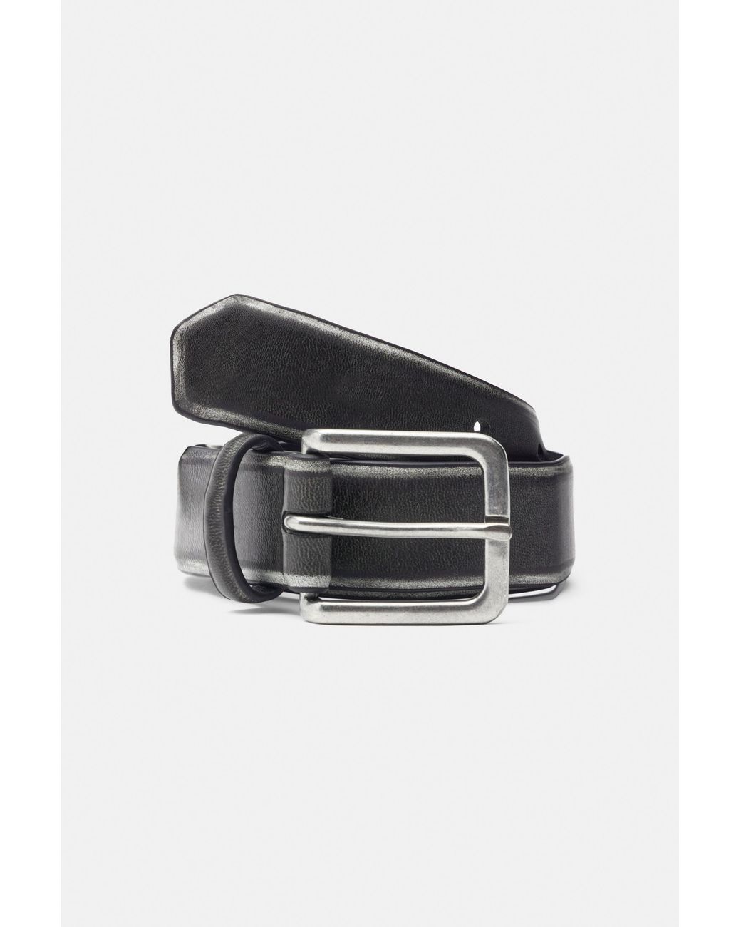Pull&Bear Black Stwd Distressed Belt for men