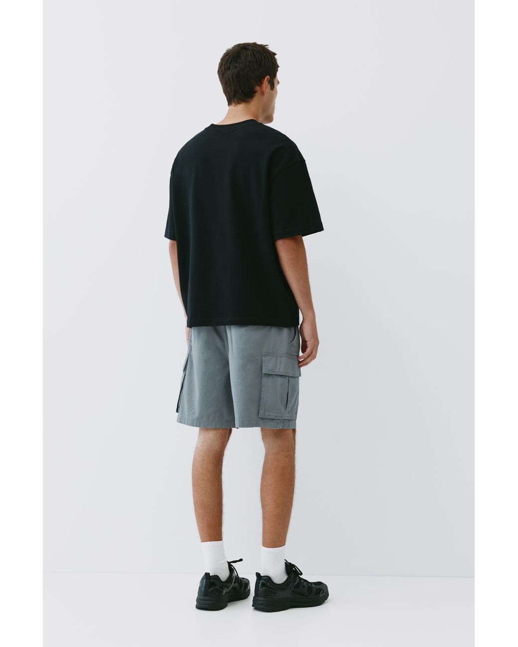 Pull&Bear Gray Cargo Bermuda Shorts for men