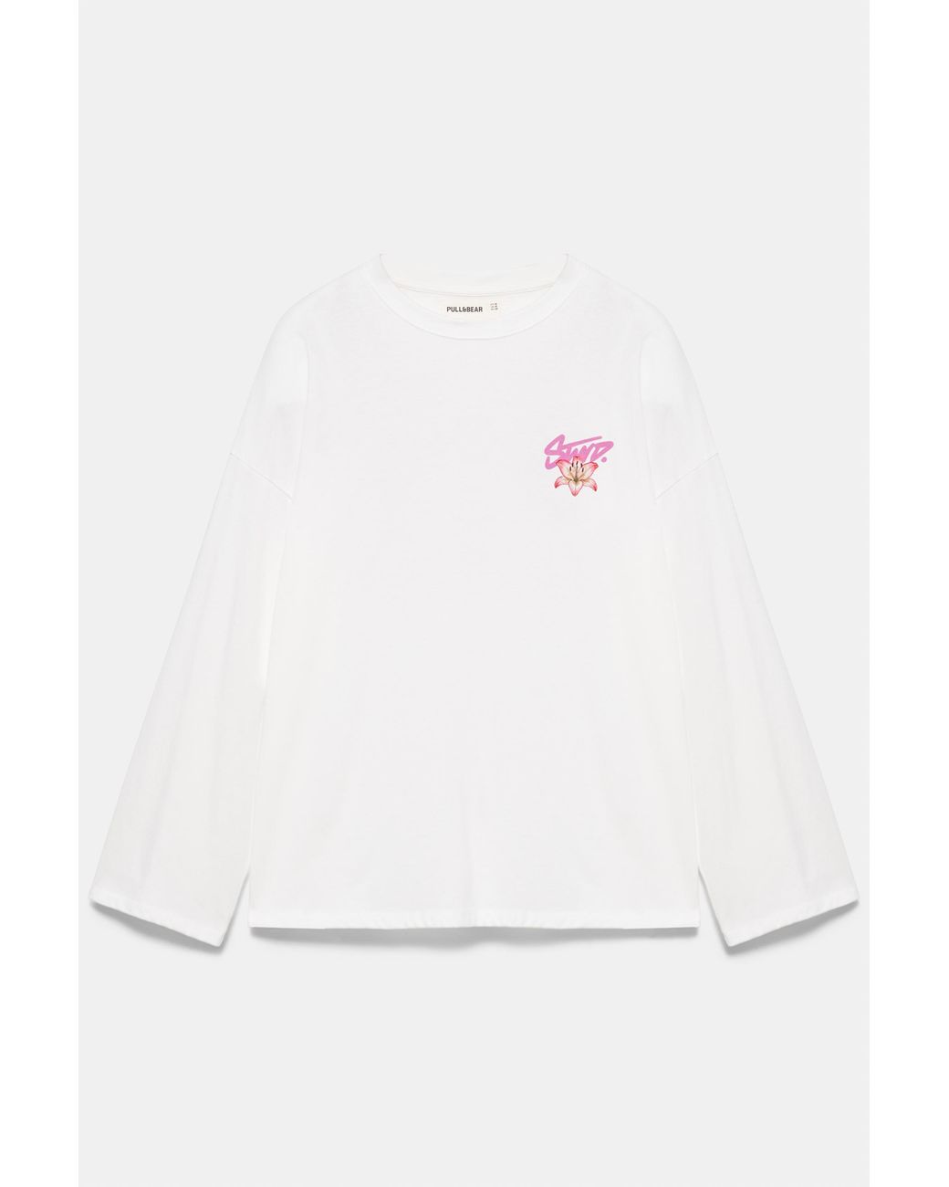 Pull&Bear White Oversize Floral Graphic T-Shirt
