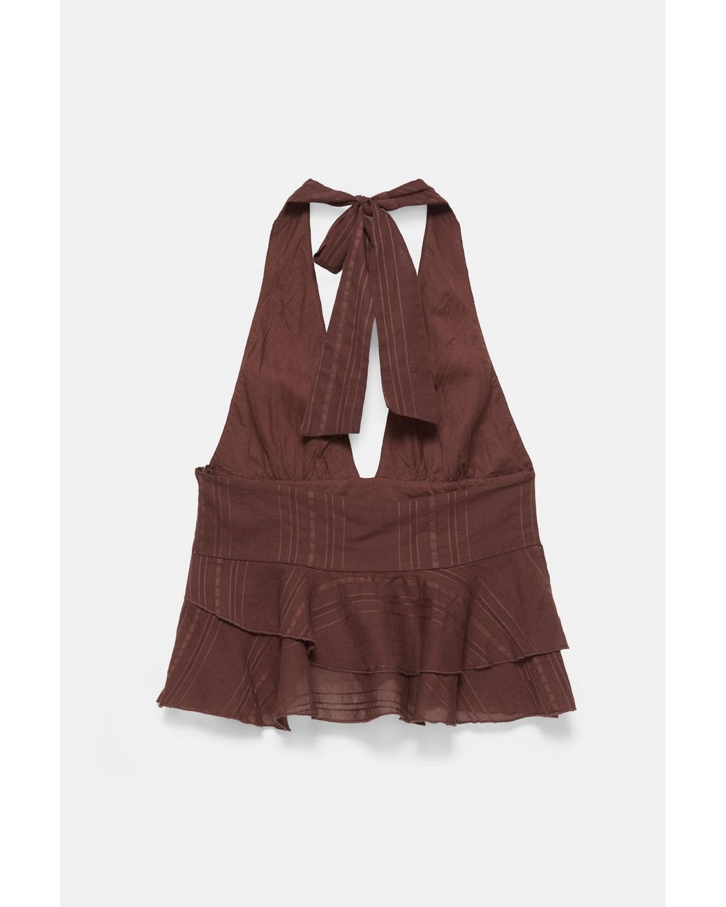 Pull&Bear Blue Halter Top With Ruffle Studs