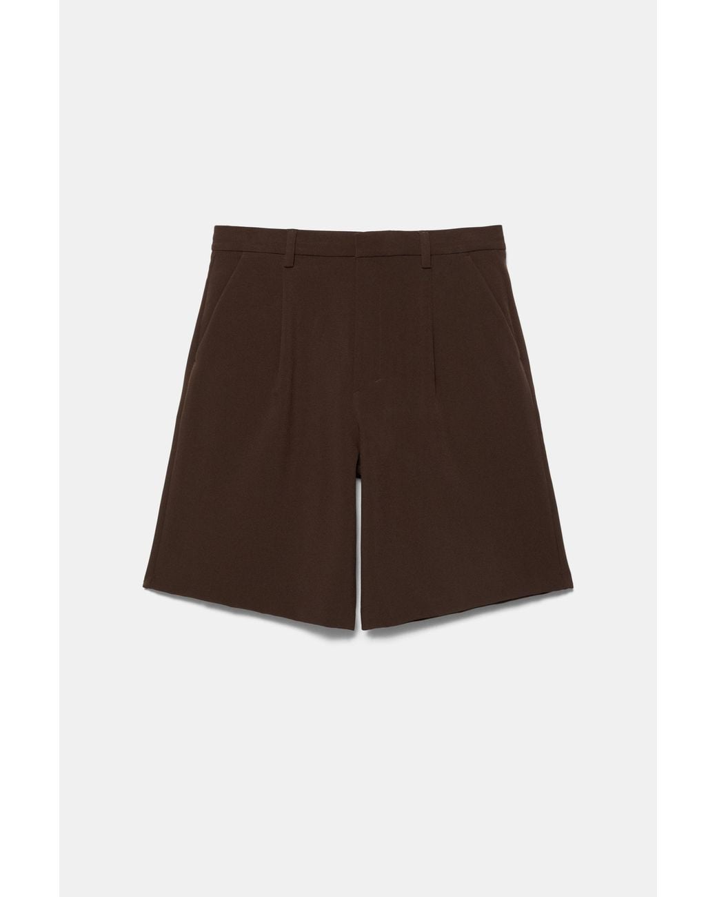 Pull&Bear Natural Smart Bermuda Shorts With Pleats for men